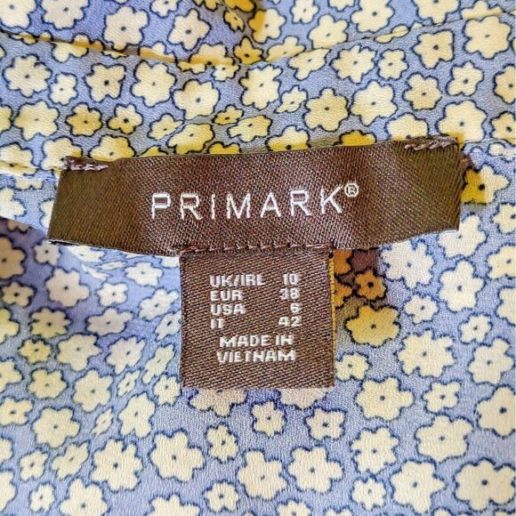 Primark Button Down Shirt Multicolor Womens Size 6 Floral Pleated - Picture 5 of 7